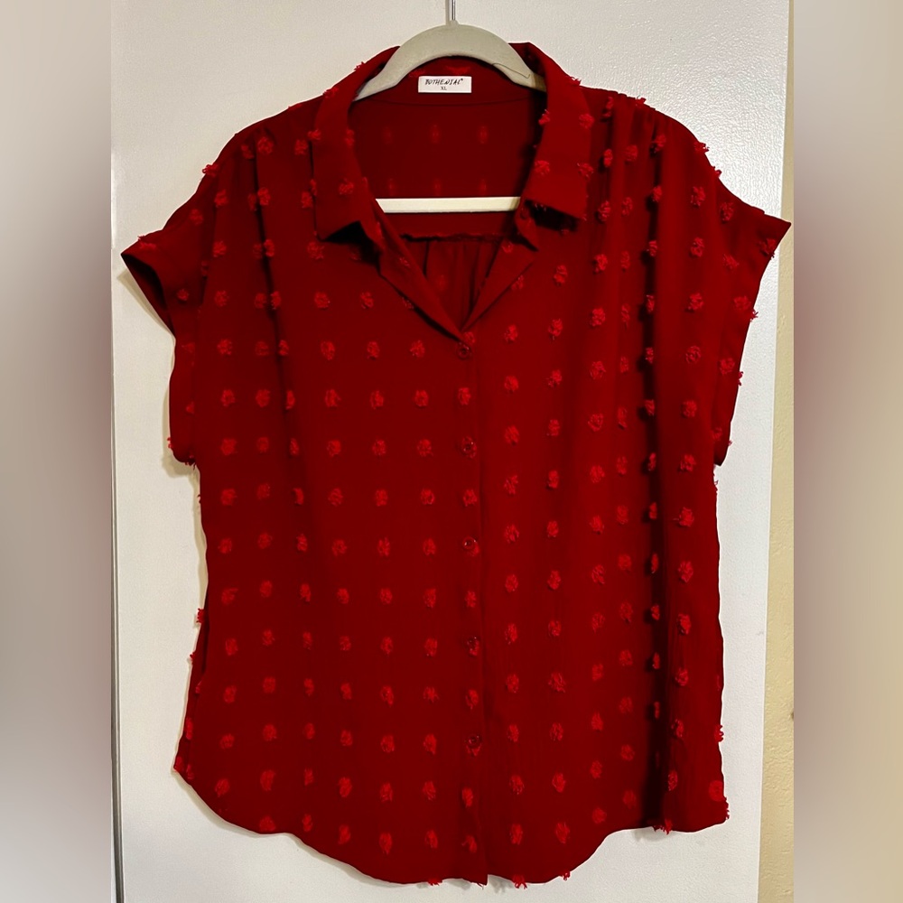 Red Textured Women's Top